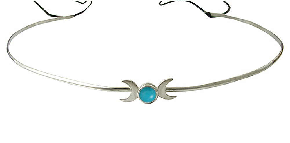 Sterling Silver Renaissance Style Headpiece Circlet Tiara With Turquoise